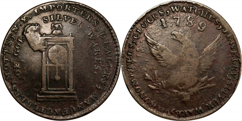 "1789" Mott Token. Breen-1020, Rulau-E NY 610. Thick Planchet. Plain Edge. Extre...