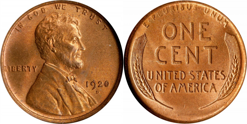 1920-D Lincoln Cent. MS-65 RB (NGC). CAC. OH.
PCGS# 2525. NGC ID: 22C4.