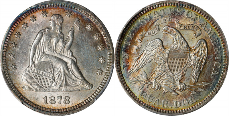 1878 Liberty Seated Quarter. MS-61 (PCGS).
PCGS# 5508. NGC ID: 23V8.