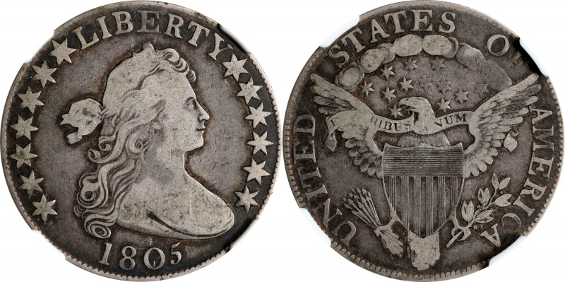 1805 Draped Bust Half Dollar. O-106, T-13. Rarity-4-. Fine-12 (NGC).
PCGS# 3927...