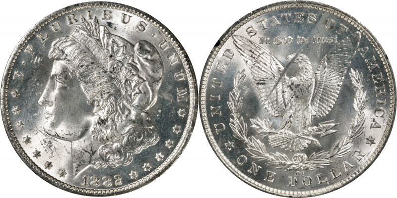 1882-CC GSA Morgan Silver Dollar. MS-63 (NGC).
A crack in the back of the GSA h...