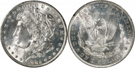 1882-CC GSA Morgan Silver Dollar. MS-63 (NGC).
A crack in the back of the GSA holder obscures viewing of the coin's reverse. The original box and car...