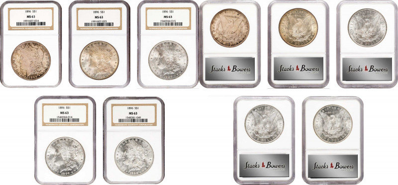 Lot of (5) 1896 Morgan Silver Dollars. MS-63 (NGC).
PCGS# 7240. NGC ID: 2562.