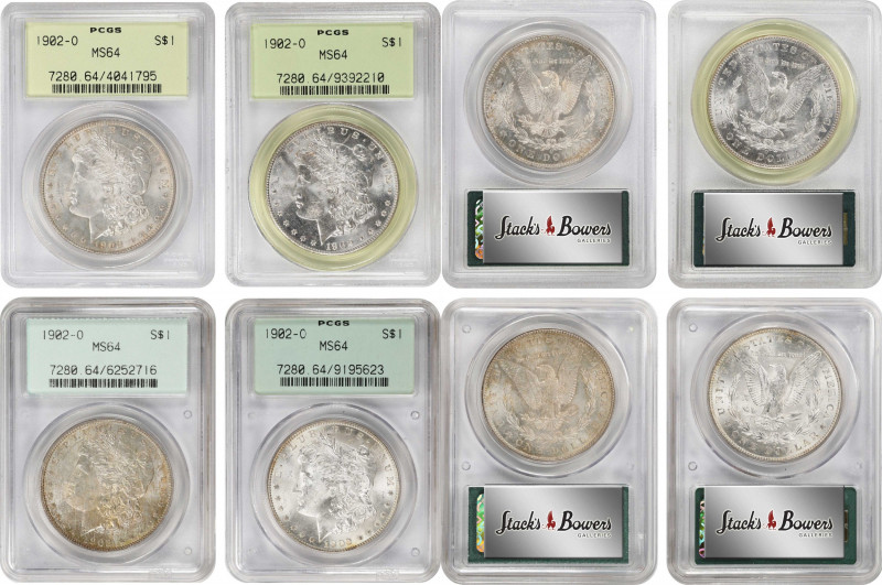 Lot of (4) 1902-O Morgan Silver Dollars. MS-64 (PCGS). OGH.
PCGS# 7280. NGC ID:...