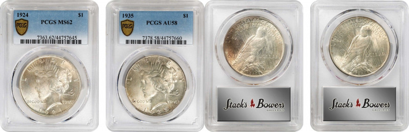 Lot of (2) Philadelphia Mint Peace Silver Dollars. (PCGS).
Included are: 1924 M...