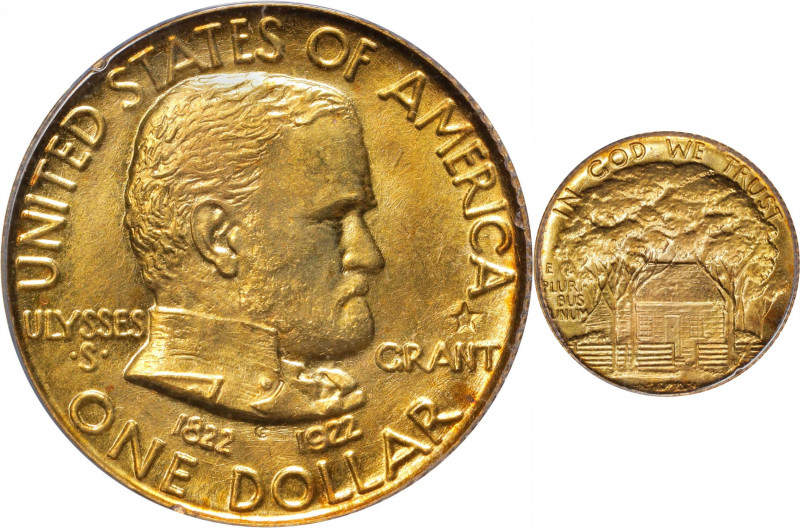 1922 Grant Memorial Gold Dollar. Star. MS-63 (PCGS). CAC. OGH--First Generation....