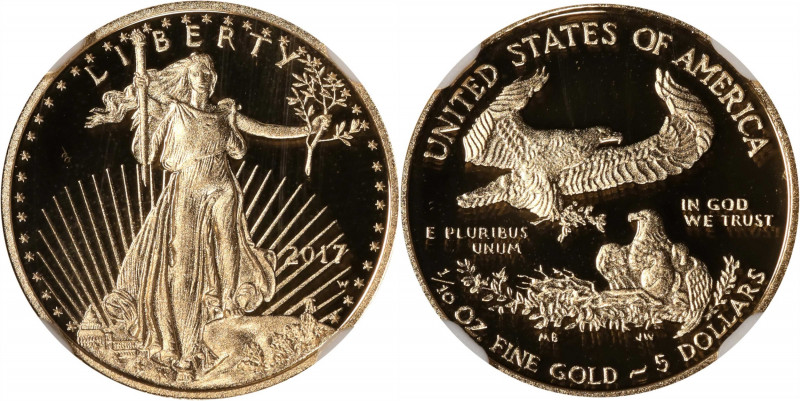 2017-W Tenth-Ounce Gold Eagle. First Day of Issue. Chief Engraver Elizabeth Jone...