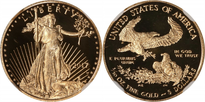 2017-W Tenth-Ounce Gold Eagle. First Day of Issue. Chief Engraver John M. Mercan...