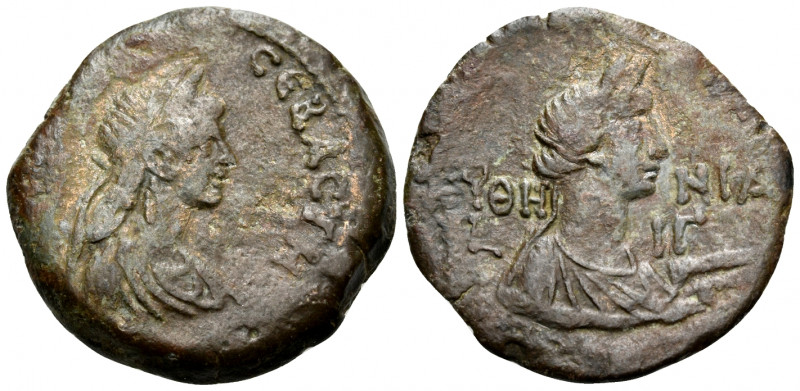 EGYPT. Alexandria. Agrippina Junior, Augusta, 50-59. Diobol (Bronze, 25.4 mm, 7....