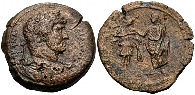 EGYPT. Alexandria. Hadrian, 117-138. Drachm (Bronze, 35.9 mm, 26.63 g, 11 h), ye...