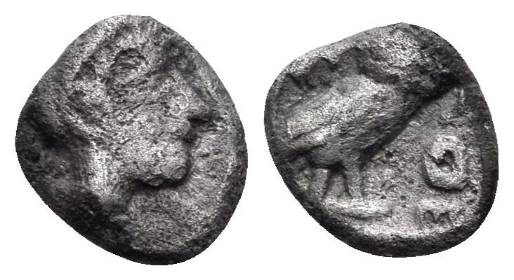 ATTICA. Athens. Circa 454-404 BC. Hemiobol (Silver, 7 mm, 0.32 g, 3 h). Helmeted...