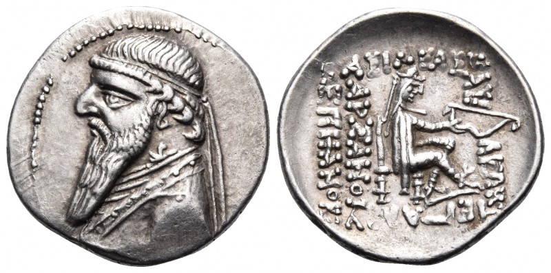 KINGS OF PARTHIA. Mithradates II, 121-91 BC. Drachm (Silver, 20 mm, 4.25 g, 1 h)...