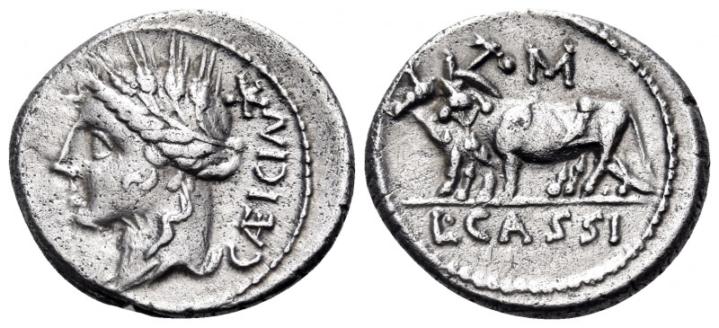 L. Cassius Caecianus, 102 BC. Denarius (Silver, 18.5 mm, 3.89 g, 6 h), Rome. CÆI...