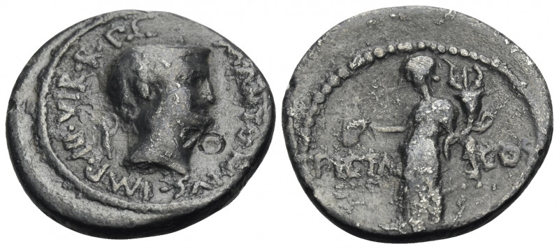 Mark Antony, 41 BC. Denarius (Silver, 18 mm, 3.49 g, 2 h), mint moving with Anto...