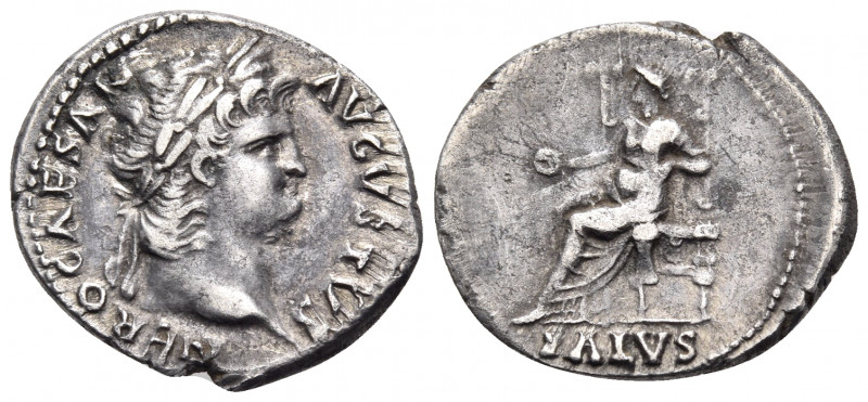 Nero, 54-68. Denarius (Silver, 20 mm, 3.33 g, 6 h), Rome, 65-66. NERO CAESAR AVG...