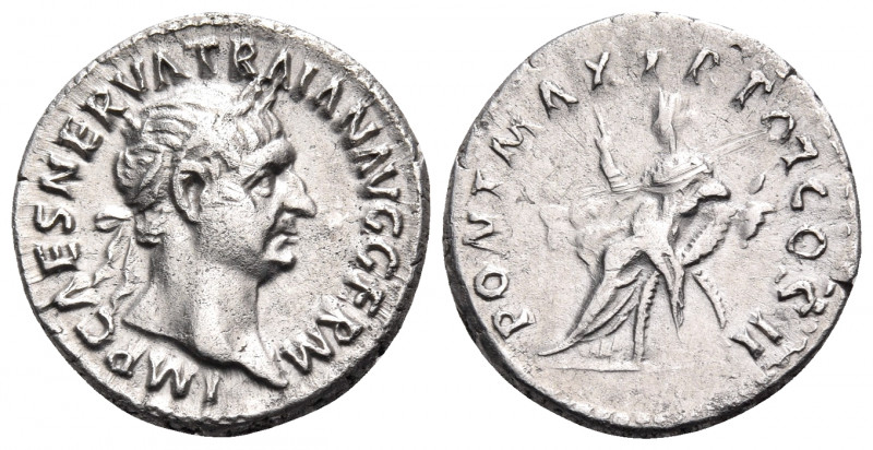 Trajan, 98-117. Denarius (Silver, 18 mm, 3.34 g, 6 h), Rome, 98. IMP CAES NERVA ...