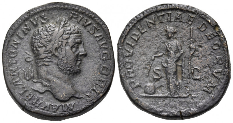 Caracalla, 198-217. Sestertius (Orichalcum, 32 mm, 25.51 g, 1 h), Rome, 212-213....