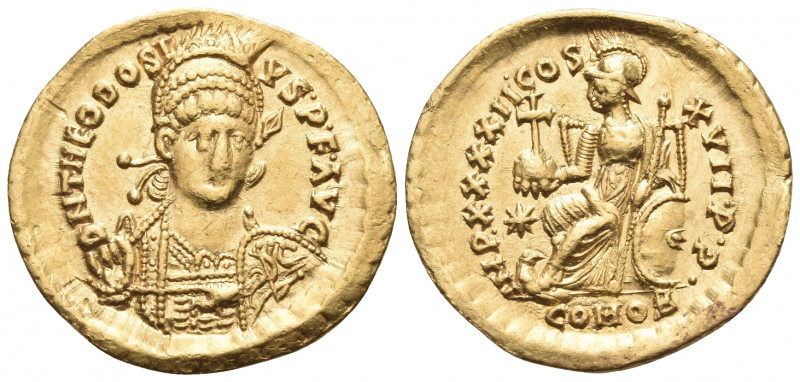 Theodosius II, 402-450. Solidus (Gold, 21 mm, 4.47 g, 6 h), Constantinople, 430-...