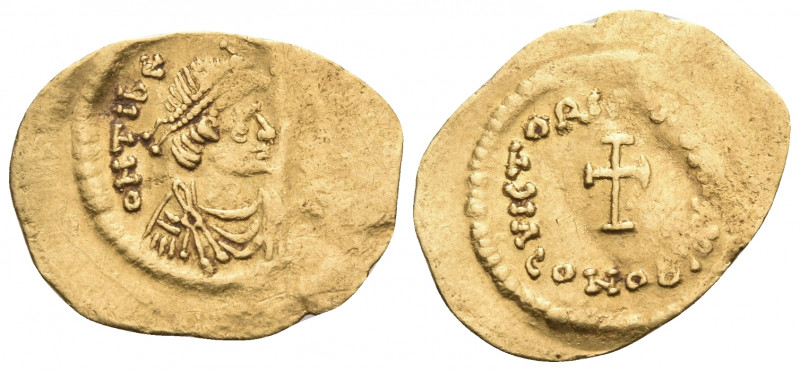 Maurice Tiberius, 582-602. Tremissis (Gold, 20 mm, 1.45 g, 7 h), Constantinople,...