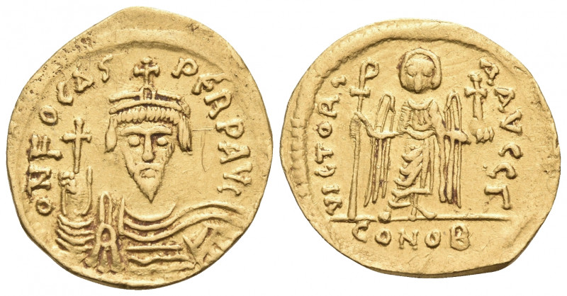 Phocas, 602-610. Solidus (Gold, 22 mm, 4.22 g, 7 h), Constantinople, Γ = 3rd off...