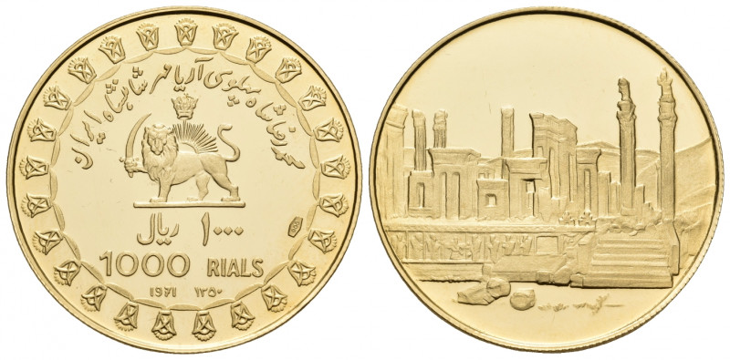 IRAN. Mohammad Reza Pahlavi Shah, AH 1320-1358 / AD 1941-1979. 1000 Rials (Gold,...