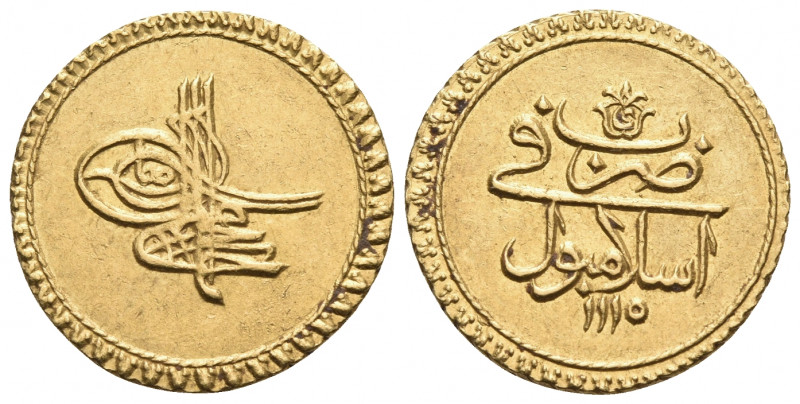 ISLAMIC, Ottoman Empire. Ahmad III, AH 1115-1143 / AD 1703-1730. Zeri Mahbub (Go...