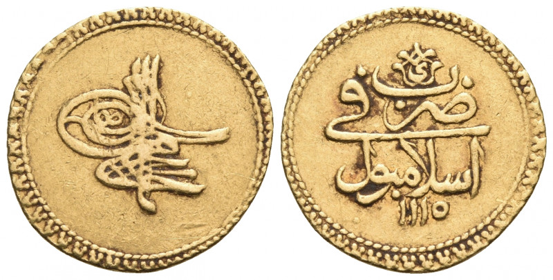 ISLAMIC, Ottoman Empire. Ahmad III, AH 1115-1143 / AD 1703-1730. Zeri Mahbub (Go...