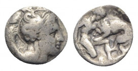 Southern Apulia, Tarentum, c. 325-280 BC. AR Diobol (11.5mm, 0.98g, 6h). Near VF