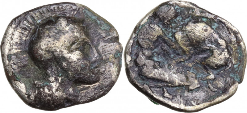 Southern Apulia, Tarentum, c. 325-280 BC. AR Diobol (12mm, 0.90g). Fine