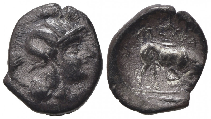 Southern Lucania, Thourioi, c. 350-300 BC. AR Triobol (12mm, 0.97g). Good Fine