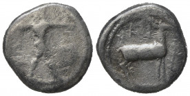 Bruttium, Kaulonia, c. 475-425 BC. AR Drachm (13mm, 2.51g). Fine