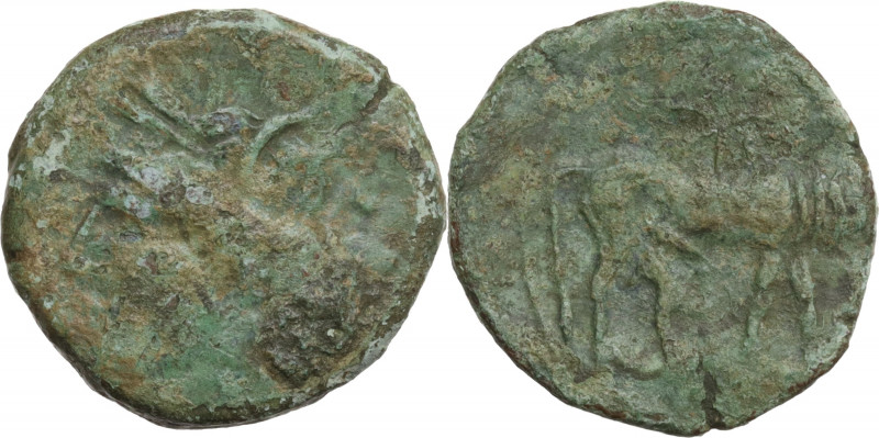Carthaginian Domain, Sardinia, c. 216 BC. Æ (20mm, 4.40g). Fine