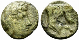 Sicily, Agyrion, c. 355-339 BC. Æ Hemilitron (16mm, 3.61g, 6h). Rare. Green patina, Good Fine