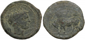 Sicily, Gela, c. 420-405 BC. Æ Tetras (17mm, 3.60g). Good Fine