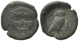 Sicily, Kamarina, c. 420-405 BC. Æ Tetras (18.5mm, 3.26g). Fine