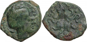 Sicily, Syracuse, c. 435-415 BC. Æ Tetras (17mm, 3.10g). Good Fine