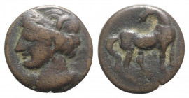 Carthage. Second Punic War, c. 215-201 BC. Æ Shekel (21mm, 6.55g, 1h). Near VF