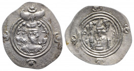 Sasanian Kings of Persia. Khusrau II (590-628). AR Drachm (33mm, 4.13g, 3h). VF