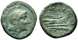 Anonymous, Rome, c. 217-215 BC. Æ Quartuncia (16mm, 2.80g, 3h). Green patina, Good Fine - near VF