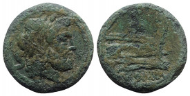 Anonymous, Rome, after 211 BC. Æ Semis (27mm, 15.20g, 12h). Green patina, Good Fine