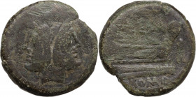 Uncertain series, after 211 BC. Æ As (32mm, 27.20). Fine