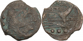 Star series, Rome, 169-158 BC. Æ Quadrans (17.5mm, 3.60g). Fine