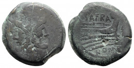 Spurius Afranius, Rome, 150 BC. Æ As (31mm, 27.02g, 9h). Green patina, Good Fine - near VF