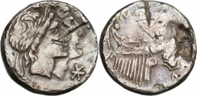 Mn. Fonteius, Rome, 108-107 BC. AR Denarius (18mm, 4.30g). Scratches, Good Fine