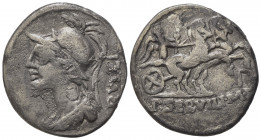 P. Servilius M.f. Rullus, Rome, 100 BC. AR Denarius (20mm, 3.54g). Good Fine