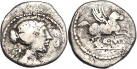 Q. Titius, Rome, 90 BC. AR Quinarius (14mm, 1.70g). Fine