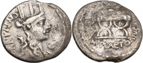 M. Plaetorius M.f. Cestianus, Rome, 57 BC. AR Denarius (18mm, 3.60g). Fine
