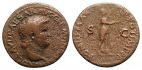 Nero (54-68). Æ As (28mm, 9.44g). Rome - R/ Apollo. Good Fine