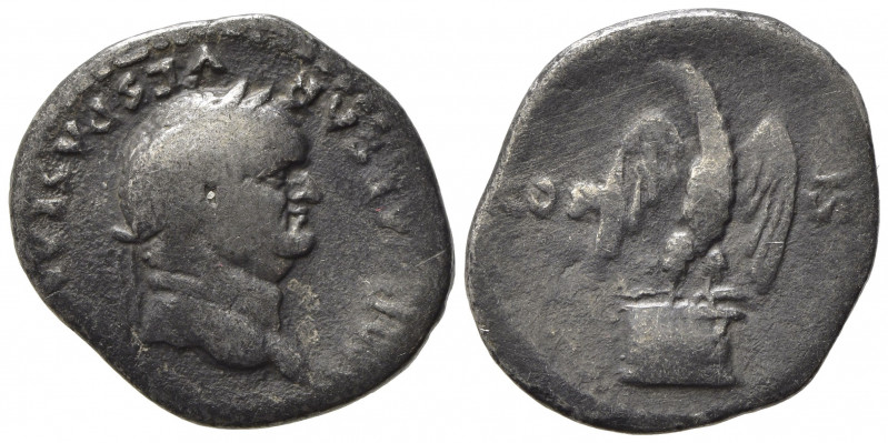 Vespasian (69-79). AR Denarius (18mm, 3.20g). Rome - R/ Eagle. Fine