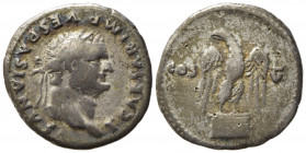 Titus (Caesar, 69-79). Æ Denarius (20mm, 3.12). Rome - R/ Eagle. Good Fine